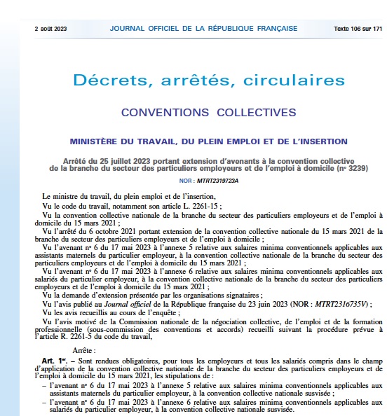 HAUSSE DU SALAIRE MINIMUM CONVENTIONNEL